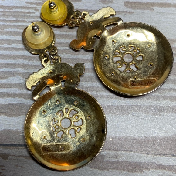 Vintage Edgar Berebi statement dangle lizard enamel earrings - Picture 5 of 5